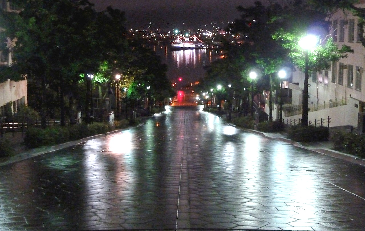 北海道の函館の観光旅行 八幡坂の夜景